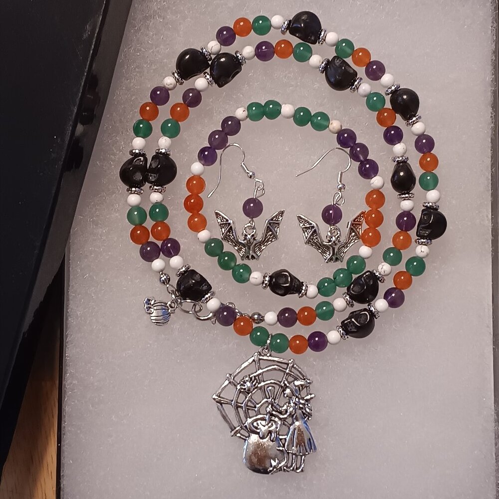Handmade Halloween Gemstone Jewelry Set